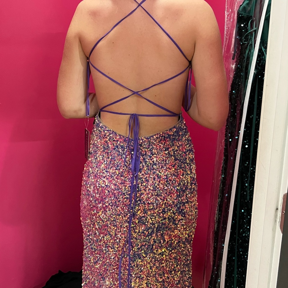 Brand new (with tags) purple sequin prom dress
